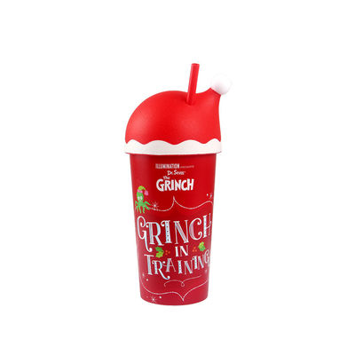 500ml レッド サンタクロース トンブル 蓋とストロー