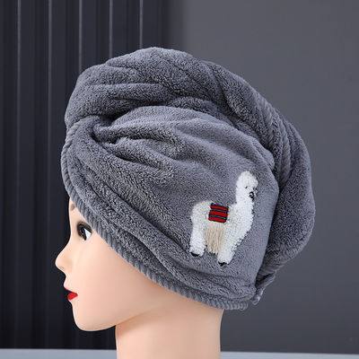 女性用織物製のドライヘアキャップ 素早く乾燥し厚くするシャワーキャップ