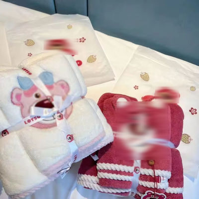 ポリエステル/綿 2PCS 厚い浴巾セット ビーチセット 浴巾 結婚祝いプレゼント