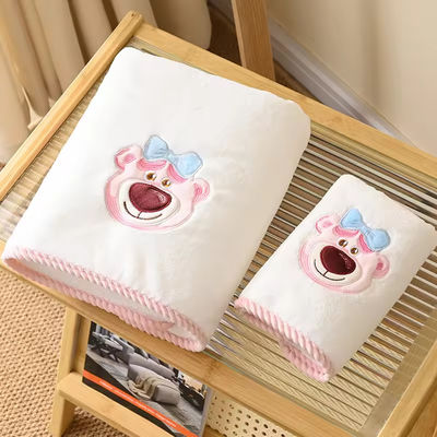 ポリエステル/綿 2PCS 厚い浴巾セット ビーチセット 浴巾 結婚祝いプレゼント