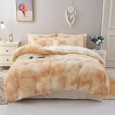 青いネクタイ染料 グラデント 毛深い 暖かい ミンク ベルベット ベッドベッドセット 冬 500TC ギフト