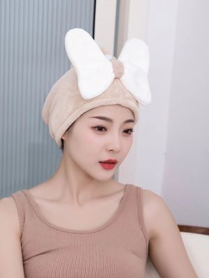 超細い繊維 かわいい弓 乾燥したヘアキャップ すべての年齢のための 迅速吸収 レディースヘアタオル