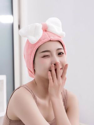 超細い繊維 かわいい弓 乾燥したヘアキャップ すべての年齢のための 迅速吸収 レディースヘアタオル