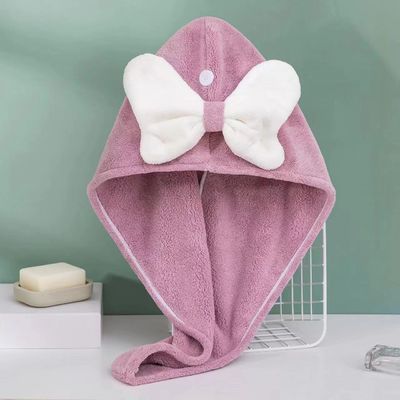 超細い繊維 かわいい弓 乾燥したヘアキャップ すべての年齢のための 迅速吸収 レディースヘアタオル
