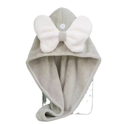 超細い繊維 かわいい弓 乾燥したヘアキャップ すべての年齢のための 迅速吸収 レディースヘアタオル