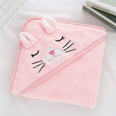 アニメ 動物 子供 柔らかい マイクロファイバー コーラル フルネス 帽子付き 少年少女用 浴巾