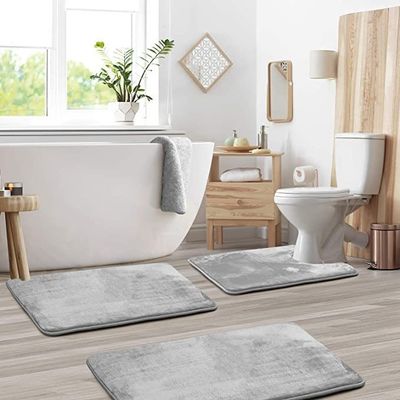 快適で耐久性のある長方形 メモリーフーム バスマット 3pcs バスルーム 床マット