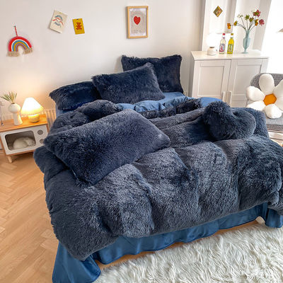 シンプル 染色 現代の 固い色 ミンク ベルベット 4 枚セット 冬用 プラッシュ 暖かい ベッドルームセット