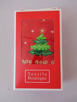 すべての年齢 クリスマスタオル 純綿の顔タオル 2つのギフトボックス