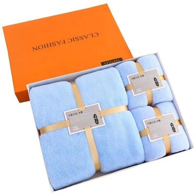 柔らかくて吸収性のある長方形の浴巾セット SPA 厚いサンゴ毛マイクロファイバー