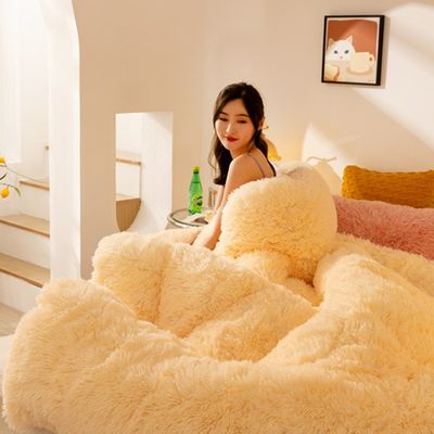 冬の暖かいベールベットベッドセット 高級厚いコンフォート 毛布 ベッド羊毛 カスタマイズサイズ